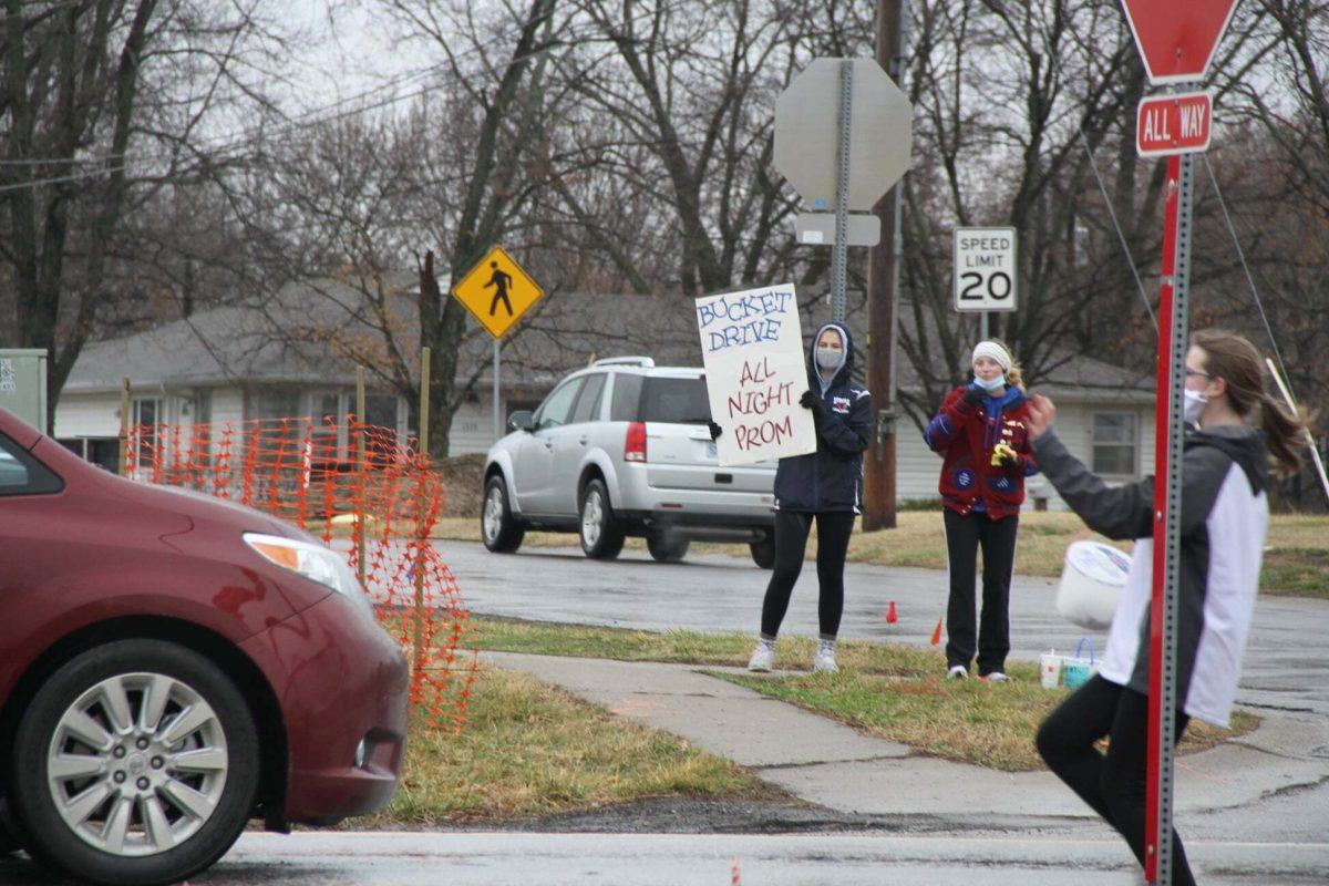A group of Eudora High School juniors and seniors fundraise for All Night Prom through a bucket drive mid-March.