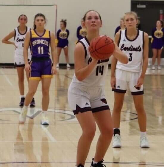 Junior Kenzie Yoder attempts a free throw late in the game against Spring Hill. Yoder went 5/6 from the stripe Friday night.&#160;