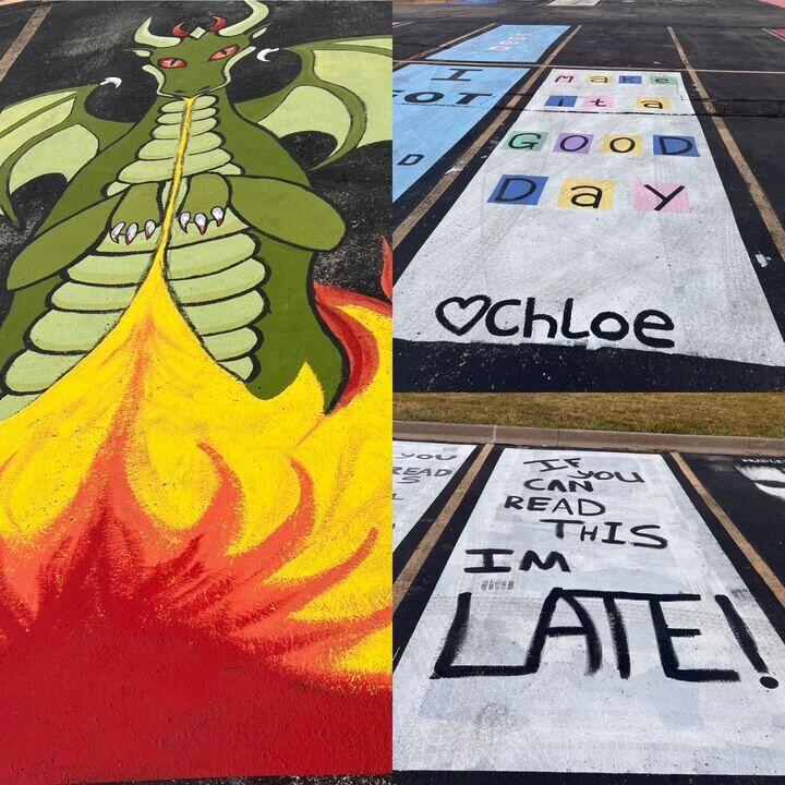 Students painted their parking spots last week.&#160;