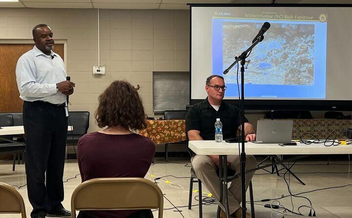 Ian Thomas, project manager for the cleanup of the former Sunflower Army Ammunition Plant, presented updates on the decontamination and remediation of the site at the public meeting last June. It is expected to be done by 2028.