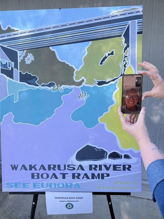 Mindy Andrasevits captured the boat ramp with paint on foam board. Andrasevits was out of town for the event but FaceTimed in to see her work on display.&#160;