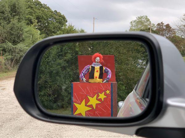 This jack-in-the-box sits at the entrance to The Grove. It was built from scratch by Nicki Reynolds.