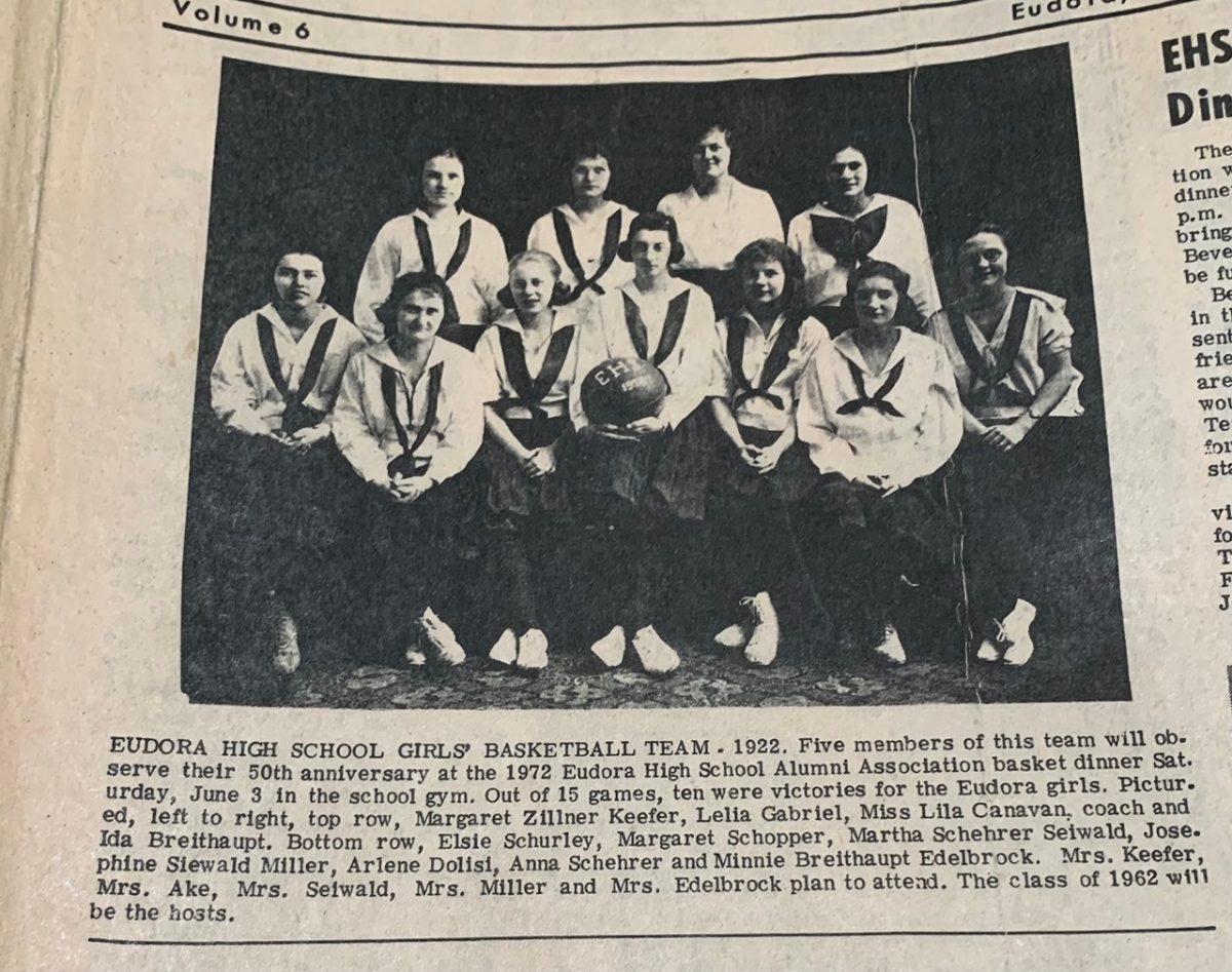 The Eudora High School girls' basketball team is pictured in the 1922 Eudora Enterprise. The team was active in the 1910s and '20s before being revived again in the '70s.