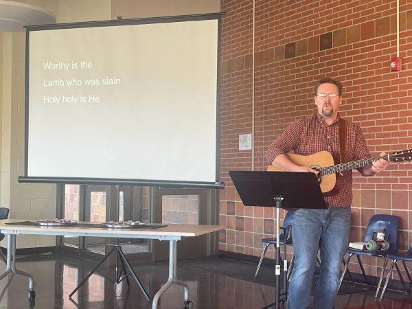 The Rev. Ryon Sander preached his first sermon at 10 a.m. Sunday at Refuge Christian Church. Sander, who is serving in the role in the interim, said he has always loved music and wanted to make it central in his services.