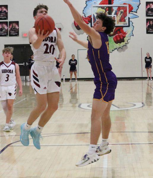 Senior guard Conor Dunback goes up for a layup versus Spring Hill Friday night as he looks to give his team a much needed two points. 