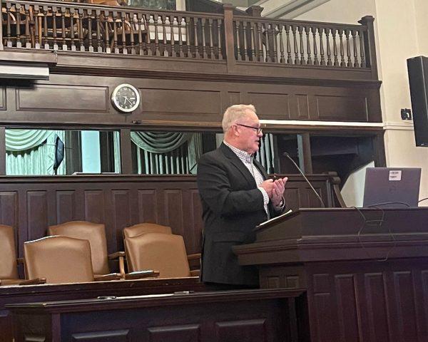 Keith Turnbaugh spoke against the quarry that would lie just outside city limits on Wednesday night at the Douglas County Commission meeting.