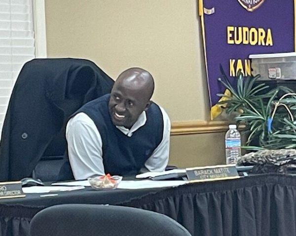 City Manager Barack Matite attends his final commission meeting Monday night before moving to Rockville, Maryland. The commission said their final farewells as Matite’s final agenda item was discussed.