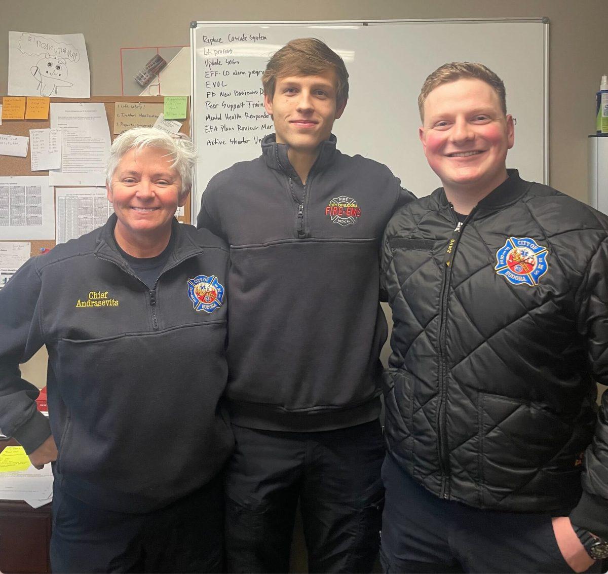 Fire Chief Mindy Andrasevits is working with several new firefighters this year, including Jacob Hankins (middle) and Joseph Willy (right).