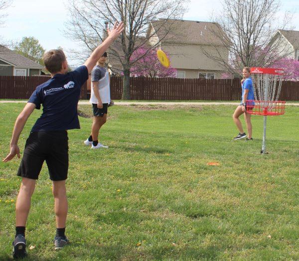 Students were able to try out the disc golf course for the first time Friday morning after the baskets were finally put in.  