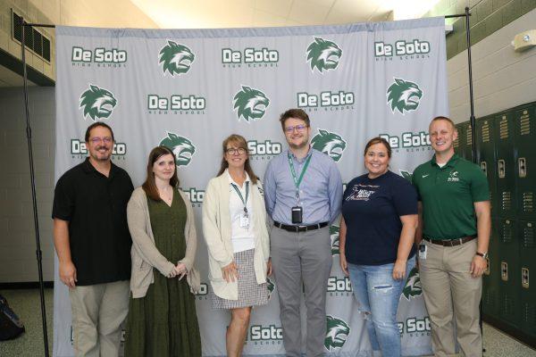 This is the first year De Soto High School has been awarded the KSHSAA Performing Arts School of Excellence award. Photo left to right: Matt Bradford, Amanda Sweet, Anne Cahoone, Will Mercer, Mindy Fry and Philip Kaul.