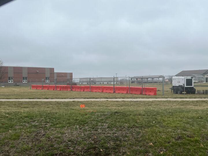 Fences are up at the high school as they prepare for construction to begin during spring break.