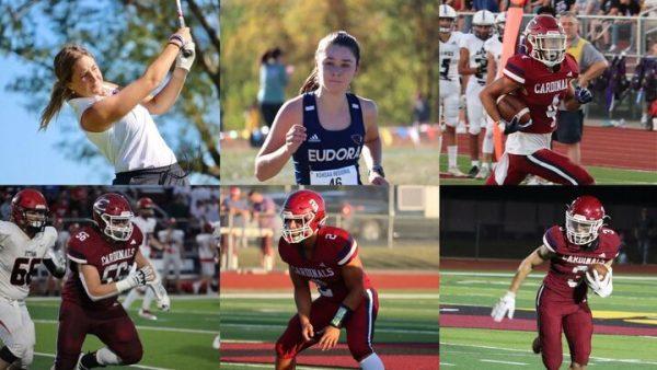 Clockwise from top left, seniors Joellen Vogt, Sydney Owens, Adrion Seals, Wyatt Summers, Braylen Hoobler and Thomas Cromer will all play their sport at the college level next year. 
 