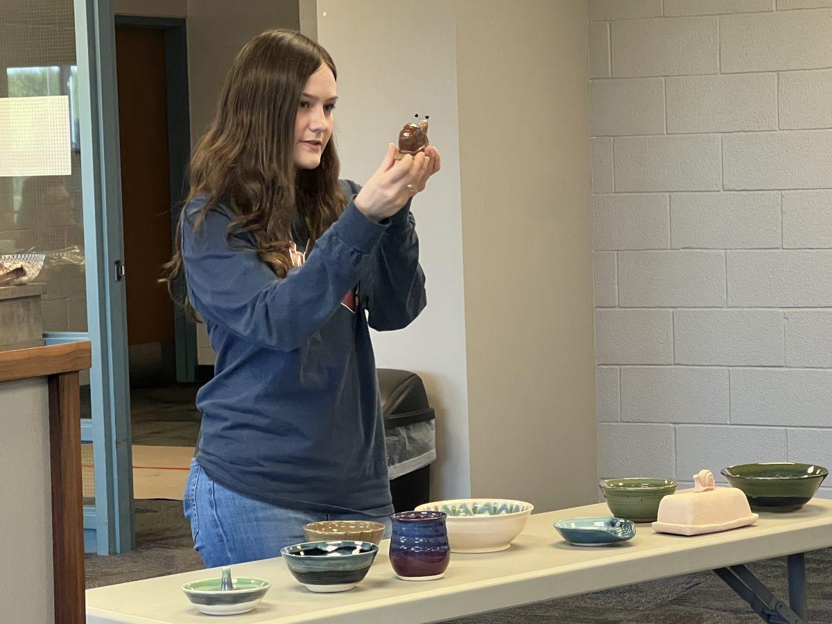 Georgia Martin shares her ideas for new art courses with the board. Martin showed examples of possible projects with the addition of a ceramics class.&#160;&#160;