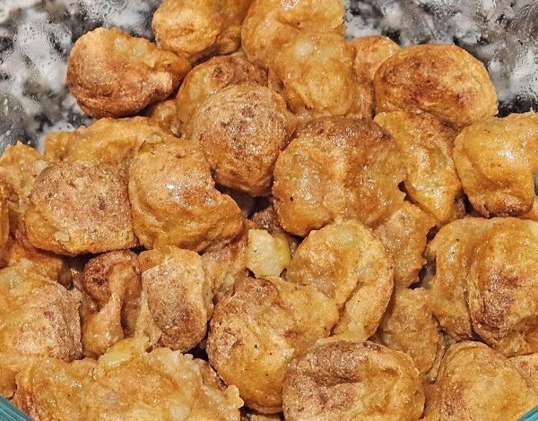 Garlic potato balls are made in the air fryer and are a wonderful texture, with a crispy outside and a mashed-potato-like inside.