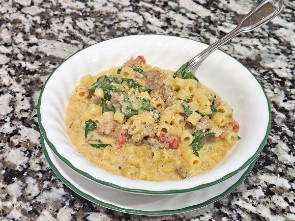 Creamy parmesan sausage ditalini soup is hearty and full of flavors that stick to your bones. From the sausage to the parmesan, this soup is sure to warm you up on a cold day.