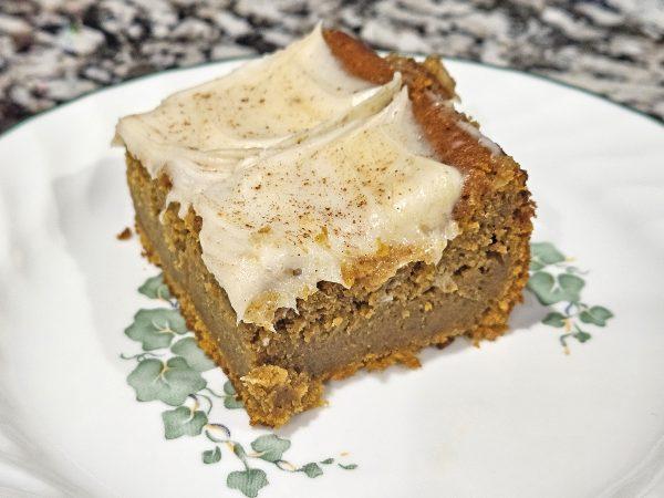 A pumpkin pie cake can be made completely with pre-packaged ingredients but tastes homemade, making it a great dessert for anyone who isn’t a big fan of baking.