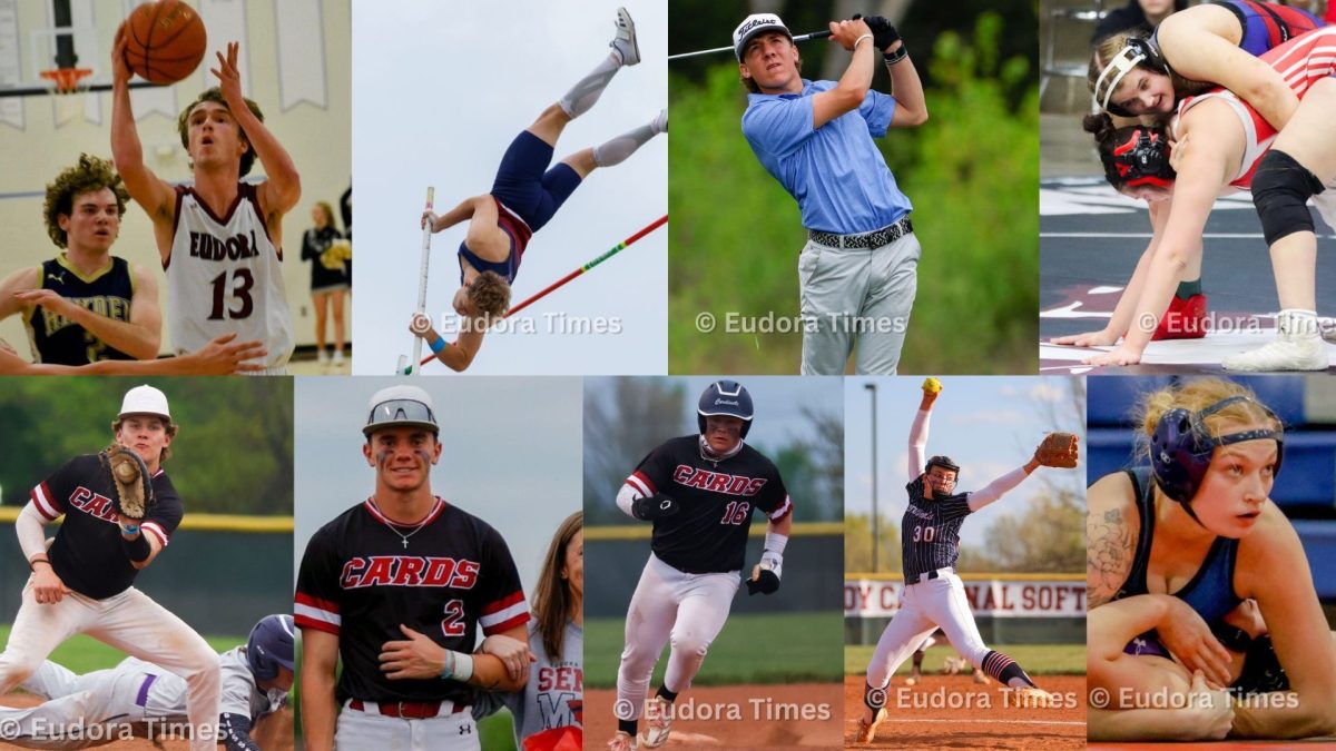 Seniors Connor Watson, Cole Baumgartner, Ty Deterding, Ryan Bretthauer, Maddy Arnold, Samantha Claire, Cooper Born, Jackson Smith and Caden Stedry will all play their sport at the college level next year.