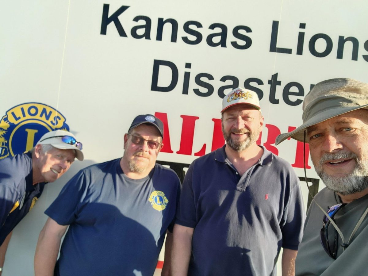 Submitted photo. Jerry and Ken Keiter traveled to Plevna, Kansas, alongside other volunteer Kansas Lions Club members. Jerry Keiter is the only non-Lions Club member. 