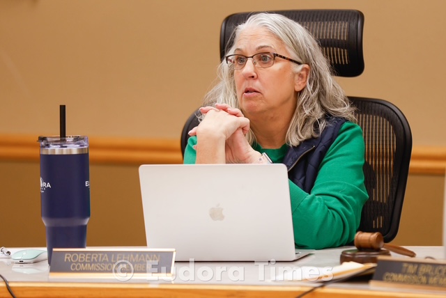 City Commissioner Roberta Lehmann listens during the meeting Monday night.