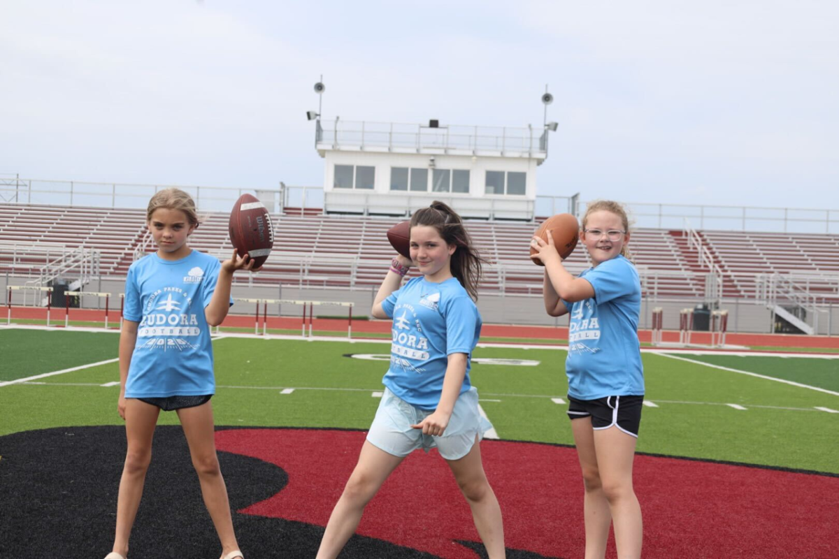 Students Violet Brooks, Quinn Moore and Zoey Meyers all competed in rec flag football this year. All expressed interest in playing for Eudora schools in the future.